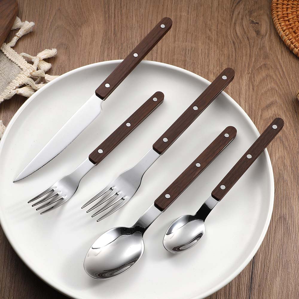 Stainless steel fork and spoon with customized plastic handles