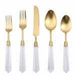 Transparent acrylic handle gold stainless steel silverware set